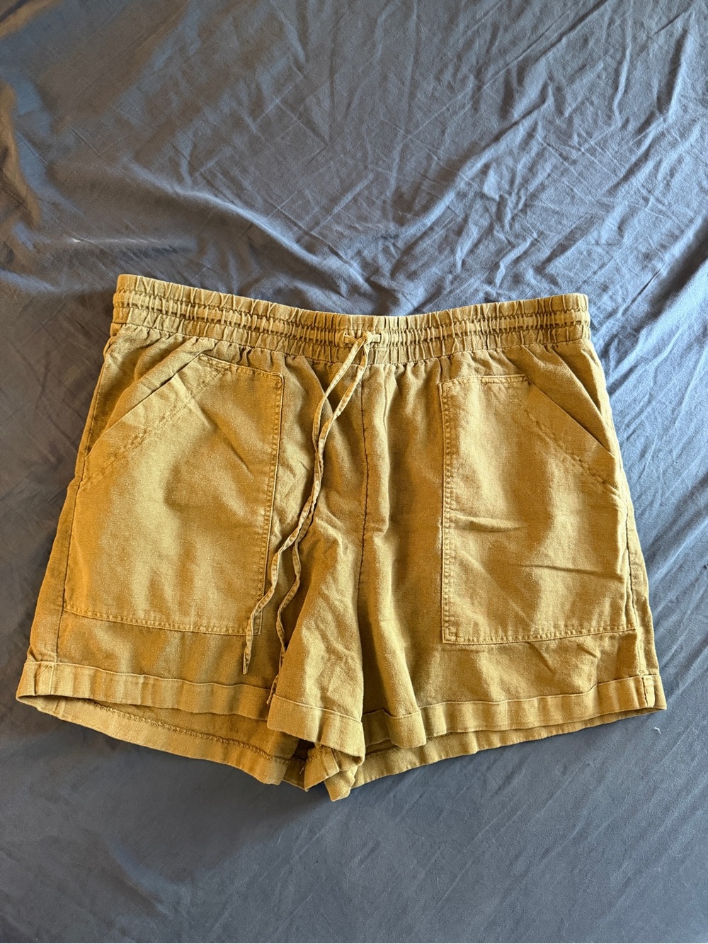 Universal Thread Mustard Yellow Drawstring Linen Blend Shorts